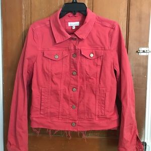 *NWOT* Loft Pastel Pink Frayed Denim Jacket